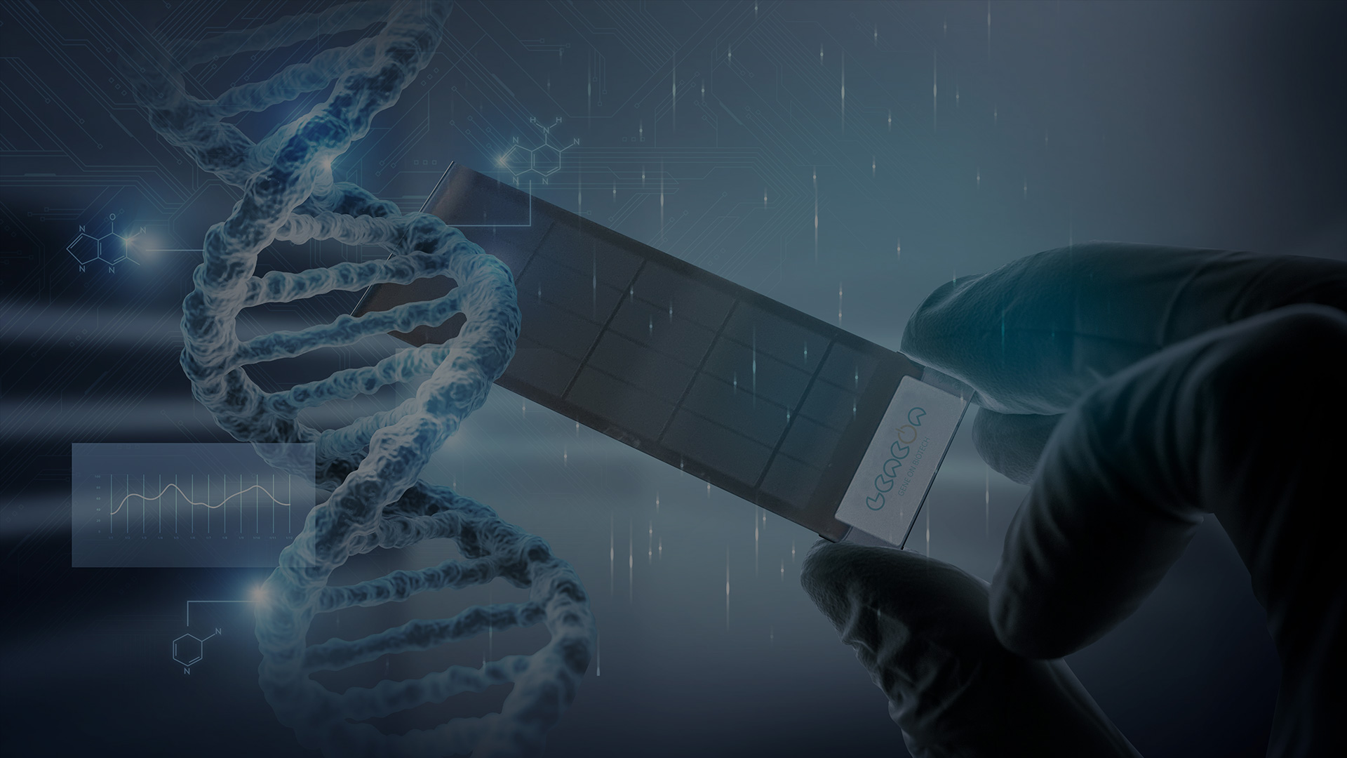 We lead innovative new drug development <br>research with world-class <br><strong>biochip technology.</strong>